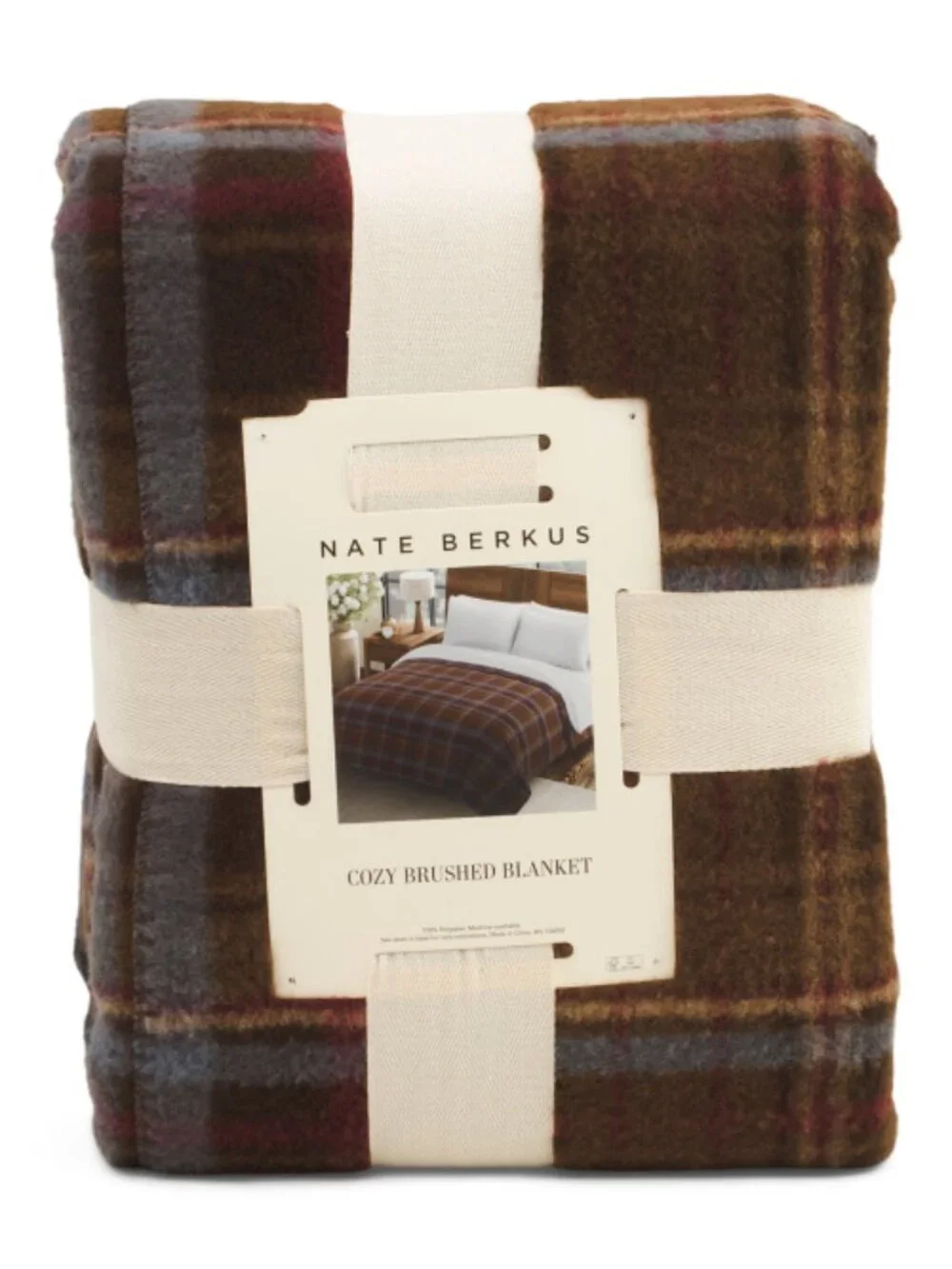 NATE BERKUS Faux Cashmere Plaid Blanket